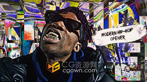 AE模板-现代嘻哈风格多彩活力人物定格动画效果制作音乐视频预告宣传