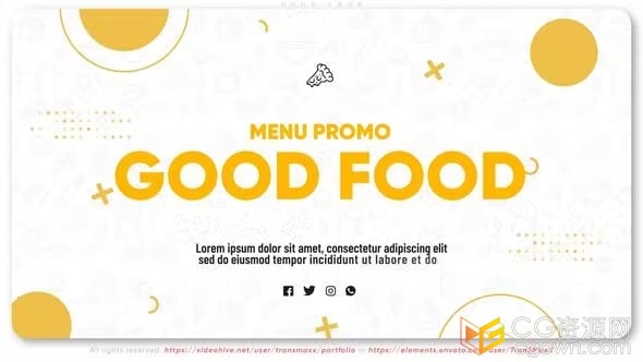 AE模板-明亮多彩餐饮美食宣传片餐厅菜单新品视频展示美食节广告