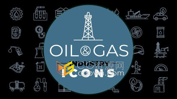 Oil & Gas Industry Icons 91个石油和天然气行业图标动画-AE模板