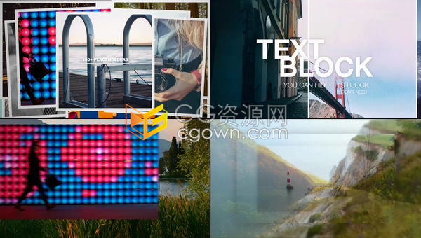 多种方式展示旅游明信片照片墙三维家庭婚礼视频相册-AE模板下载