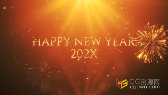 AE模板-3D闪耀烟花粒子金色散景动画节日庆典新年片头