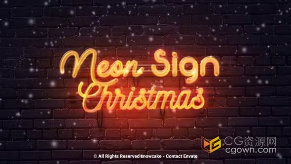 AE模板-节日气氛圣诞霓虹灯标志动画