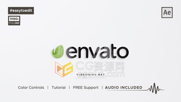 光泽感网格线条快速挤压3D标志视频片头-AE模板