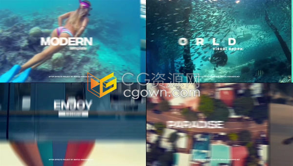 度假旅游主题宣传片快速图文切换视频相册-AE模板下载