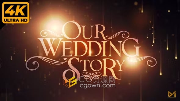 AE模板-金色闪光粒子动画温馨漏光效果浪漫婚礼相册晚会包装