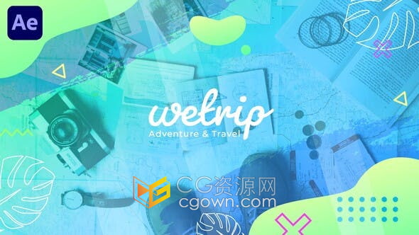 AE模板-彩色笔刷动画效果展示冒险旅行宣传视频