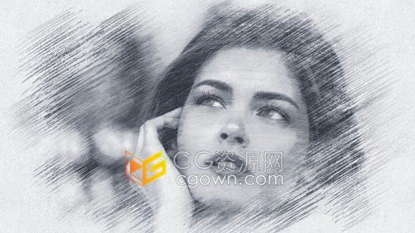 制作艺术草图绘画素描笔刷照片动画效果视频-AE模板