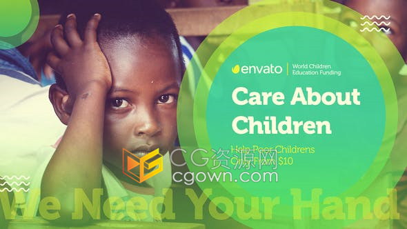救助儿童希望基金会生态卫生教育志愿者幻灯片宣传片视频-AE模板