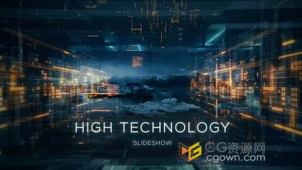 高科技幻灯片AE模板人工智能分析区块链云存储通信连接网络数据宣传视频