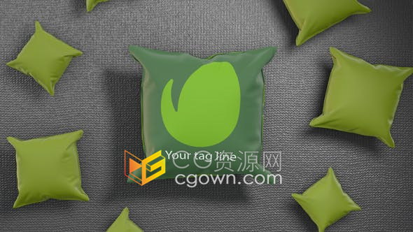 充气织物布料设计挤压枕头LOGO动画视频片头-AE模板