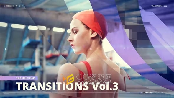 透明玻璃效果分割旋转图形过渡元素-AE模板