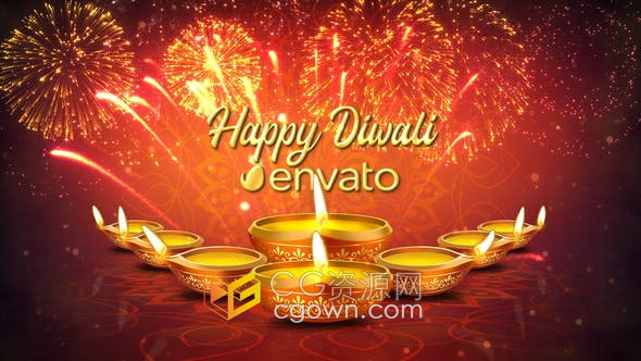 AE模板-烟花炮竹传统节日祝福可制作新年贺卡拜年问候小视频