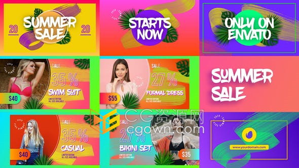 缤纷色彩时尚服饰用品网络促销视频宣传和展示广告-AE模板