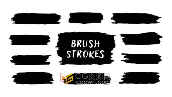 笔刷动画画笔描边和画笔叠加视频元素-AE模板