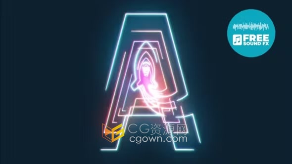 霓虹灯发光标志光线绘制LOGO轮廓动画-AE模板