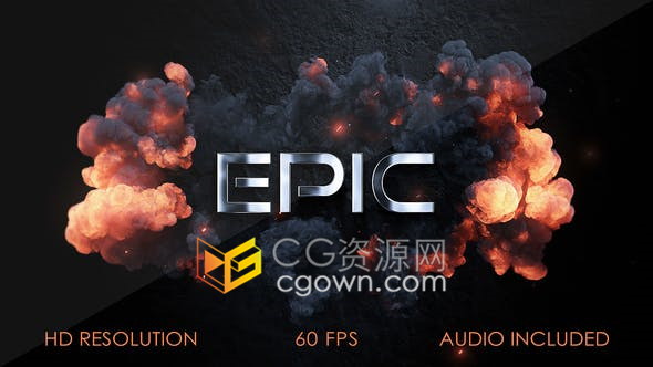电影环境大气金属标志冲击波爆炸火花燃烧烟雾余烬特效游戏片头-AE模板