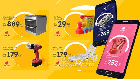 通用商店展示产品宣传视频简约线上促销宣传广告动画-AE模板