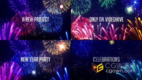 颁奖典礼揭幕战庆祝活动节日聚会除夕新年晚会五彩烟花粒子标题片头-AE模板