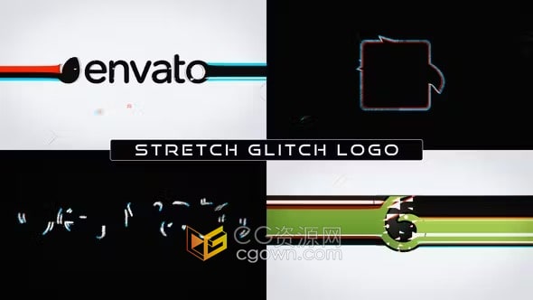 拉伸故障效果LOGO介绍标志动画-AE模板