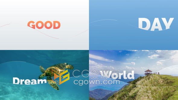 轻松自然波浪状双线条演绎简约现代开场假期旅游宣传短视频-AE模板