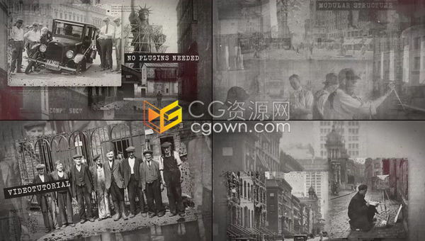 历史幻灯片怀旧风格回忆相册复古开场白-AE模板下载