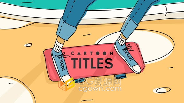 AE模板-10个经典动画风格涂鸦漫画元素城市生活场景卡通标题和标志介绍