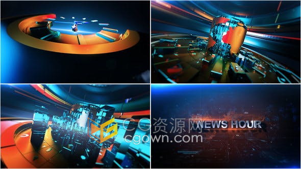 时钟空间感设计动画演绎3D新闻频道包装片头-AE模板