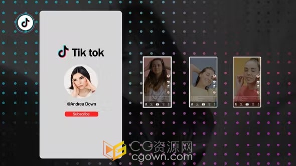 TikTok短视频社交平台抖音用户介绍动画视频-AE模板