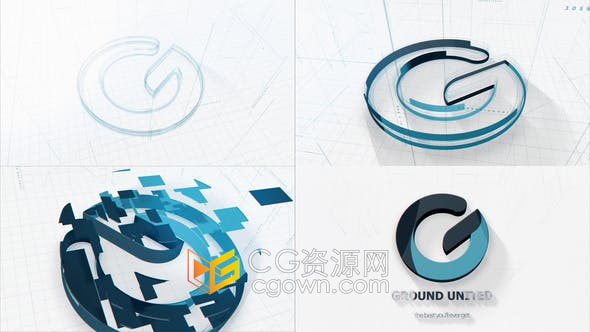 AE模板-带有网格和垂直线技术图纸概念建筑标志展示动画