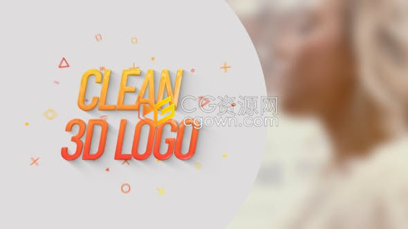 简单的3D图形标志LOGO标题片头动画含音效AE模板下载
