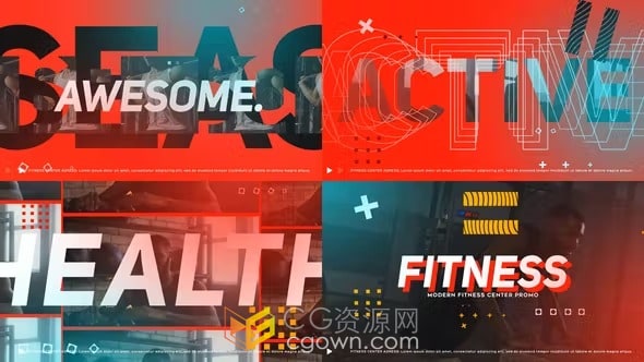 体育运动健身中心宣传视频片头动感动画-AE模板