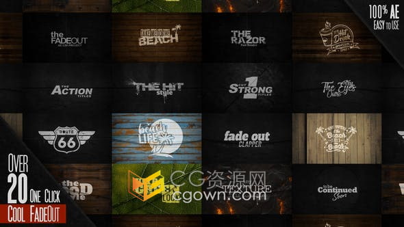 AE模板-20+画面淡出渐隐标题动画效果免费下载