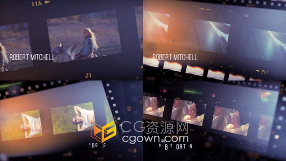 AE模板-漏光效果时尚大气电影胶片过渡史诗电影系列获奖片名作品集介绍