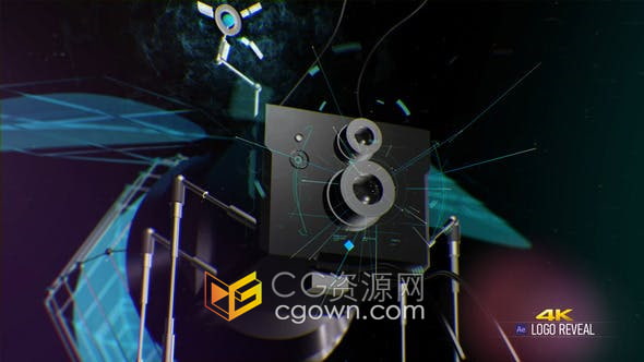 AE模板-数字故障元素高科技科幻纳米机器人动画展示网络安全数据流编程标志