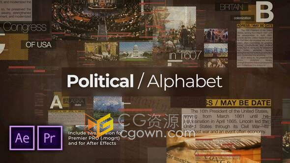优雅报纸风格演示政治期刊杂志示范复古历史教育视频-AE/PR模板