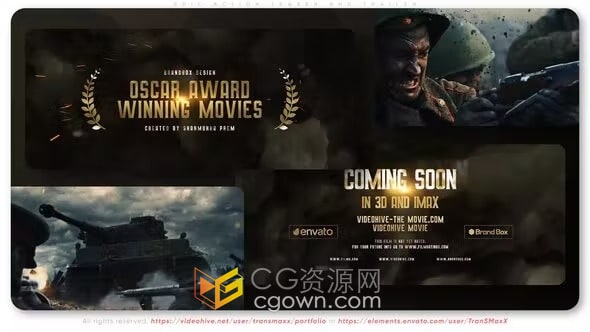 AE模板-奇幻烟雾标题效果战争电影预告片军事装备介绍宣传片