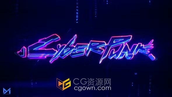 AE模板-高科技赛博朋克霓虹灯像差标志动画Cyber Logo Reveal