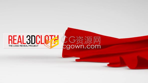 真实3D模型布料织物绸缎动态模拟揭示标志LOGO片头动画-AE模板下载