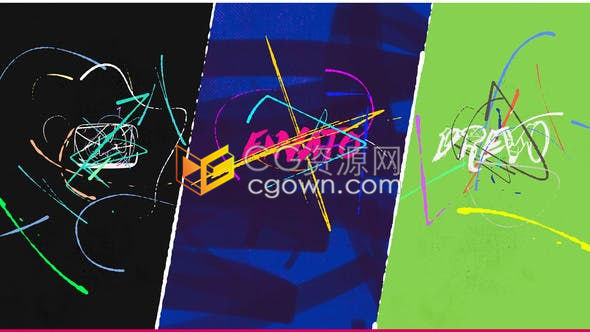 明亮艺术笔刷油画风多彩水墨潦草线条快速缠绕演绎简单标志LOGO片头-AE模板