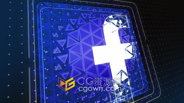 AE模板-发光点面板快速高科技绘制三角形图形元素填充LOGO显示动画