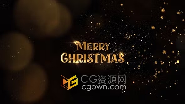 2024 Christmas Happy New Year圣诞祝福标题金色雪花粒子动画片头AE模板
