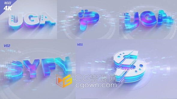 AE模板-3D标志优雅光泽耀斑明亮现代科技公司品牌宣传片头