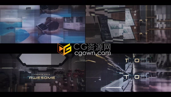 高科技全息电影揭幕战数字数字未来视差效果技术幻灯片-AE模板