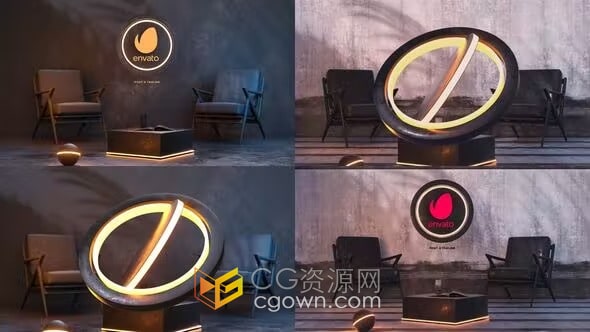4K分辨率室内场景灯光动画LOGO视频片头-AE模板
