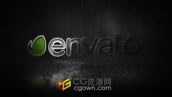 黑暗风暴雨天3D金属LOGO动画视频片头-AE模板下载