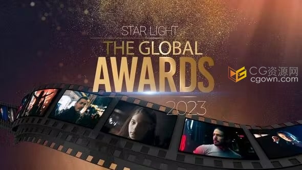 金色粒子动画3D胶片动画颁奖典礼晚会包装-AE模板