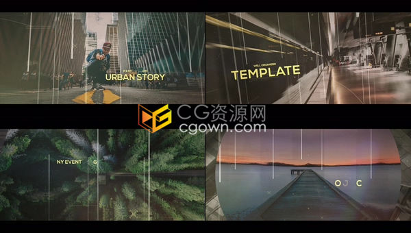 带下降线的混沌视差宣传片音乐活动公司企业数字科学幻灯片-AE模板