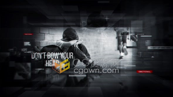 黑白色调悲伤过往公益纪录宣传片激励正能量视频幻灯片-AE模板