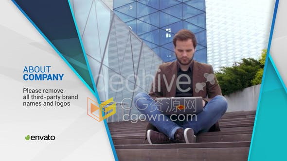 优雅简约多边形无缝过渡效果商业公司介绍演示幻灯片-AE模板