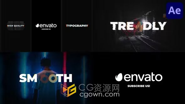 故障风格文字排版动画品牌广告视频含竖屏片头-AE模板